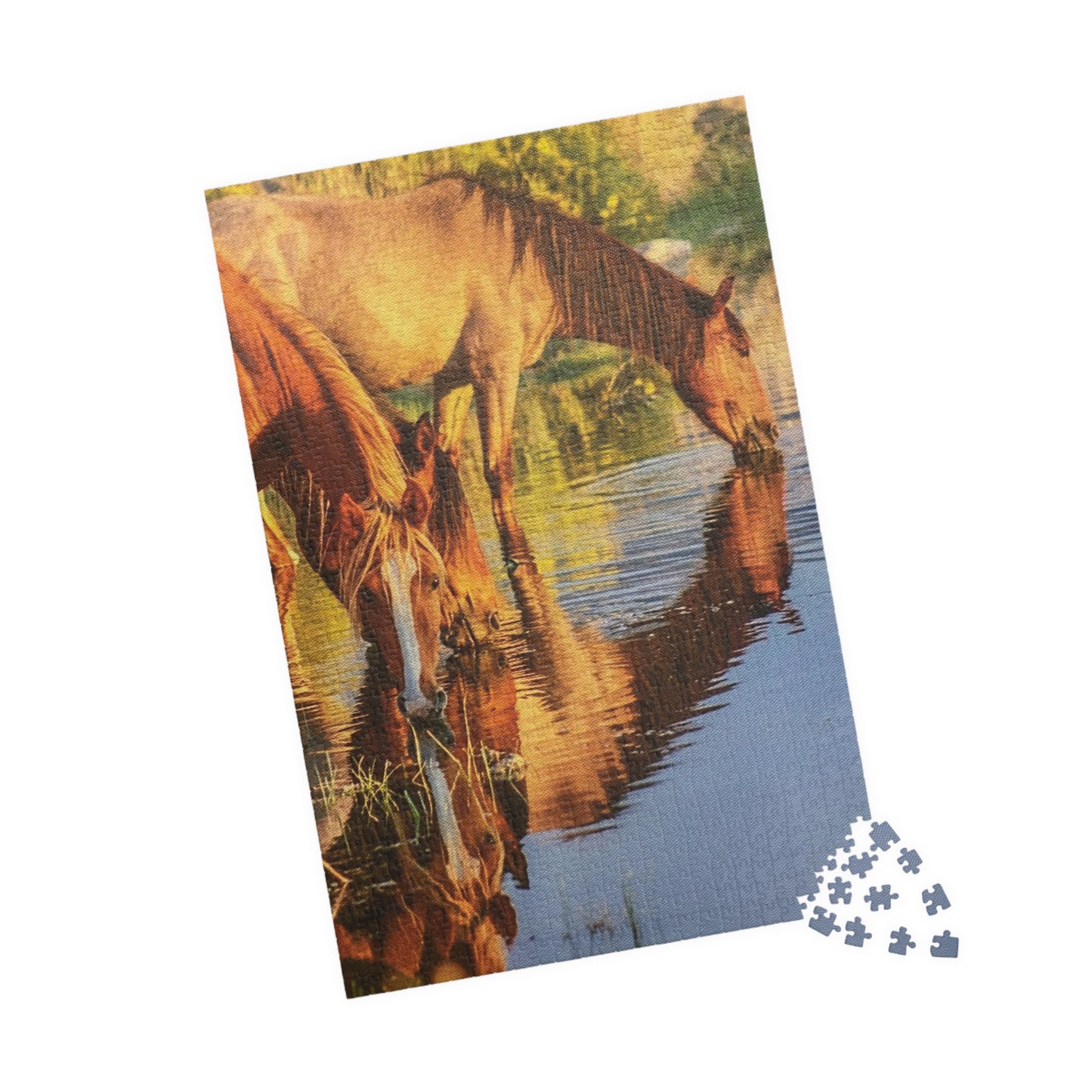 Horse in the River Reflections Jigsaw Puzzle — Scenic 520‑Piece Puzzle