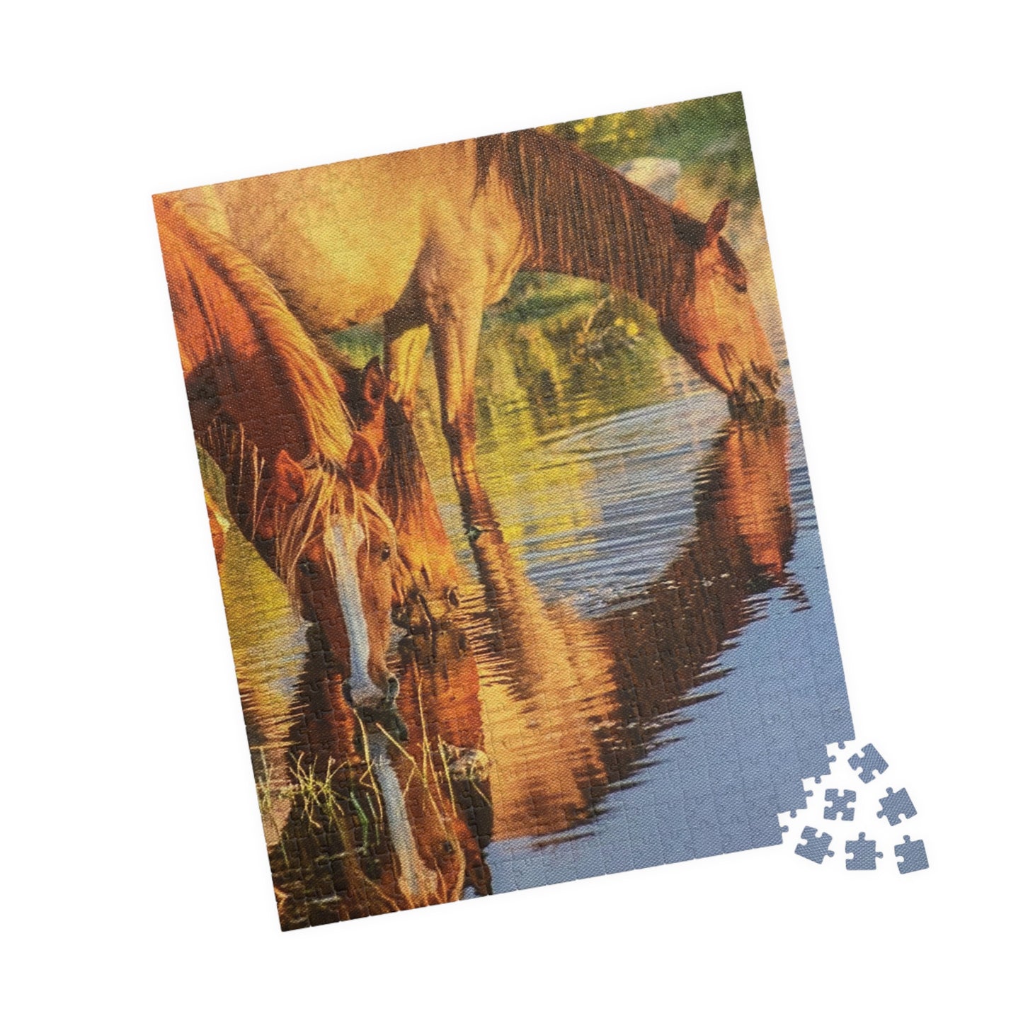 Horse in the River Reflections Jigsaw Puzzle — Scenic 520‑Piece Puzzle