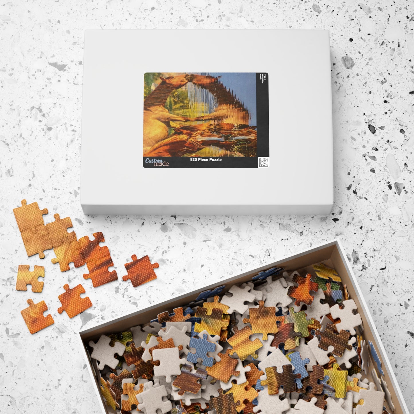 Horse in the River Reflections Jigsaw Puzzle — Scenic 520‑Piece Puzzle