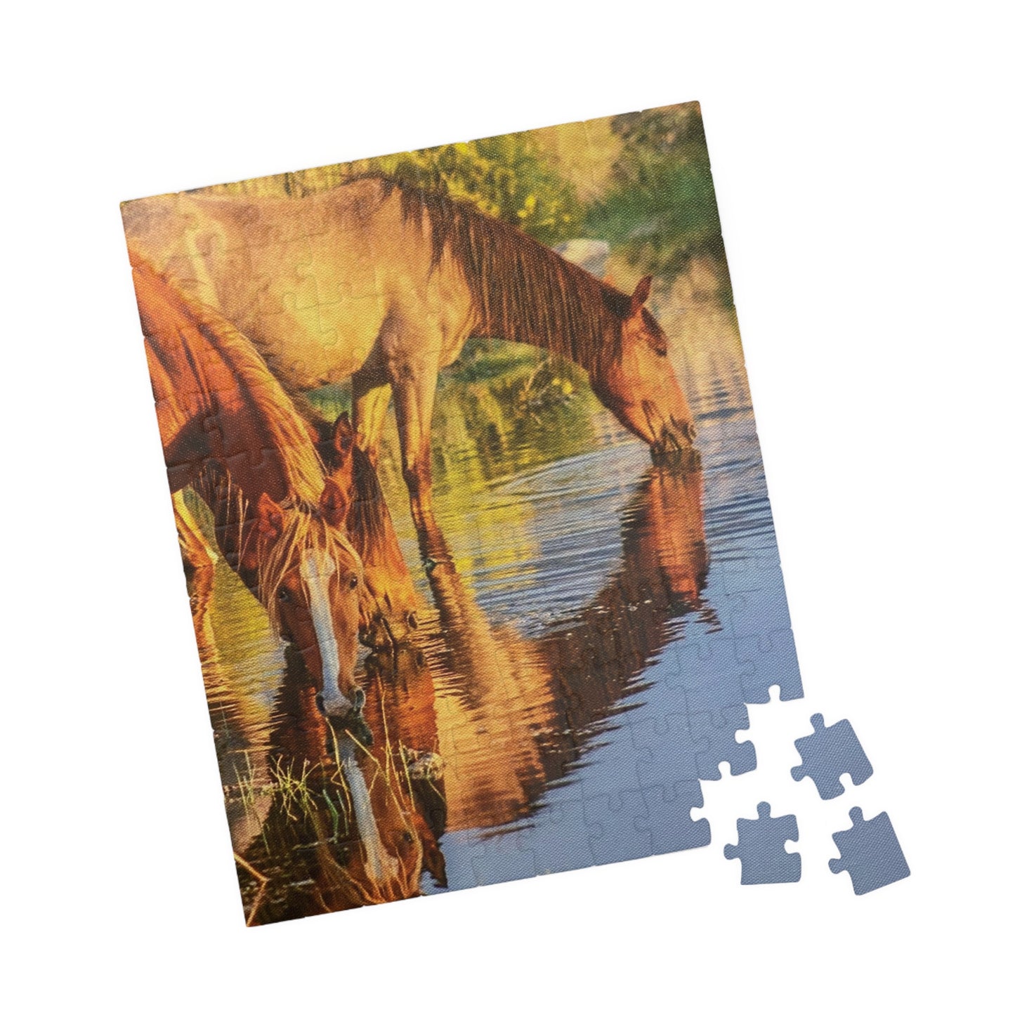 Horse in the River Reflections Jigsaw Puzzle — Scenic 520‑Piece Puzzle